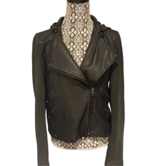 SILENCE AND NOISE Women's Vegan Leather Moto Jacket￨Size Large - Picture 14 of 16